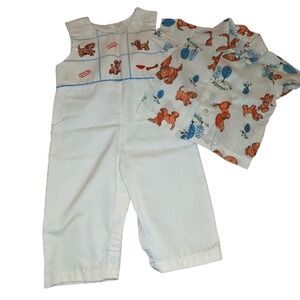 60s 70s vintage MCM Thomas Dog print outfit size 12 months romper‎
